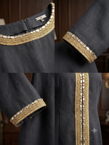 Matt gold mirror thin lace