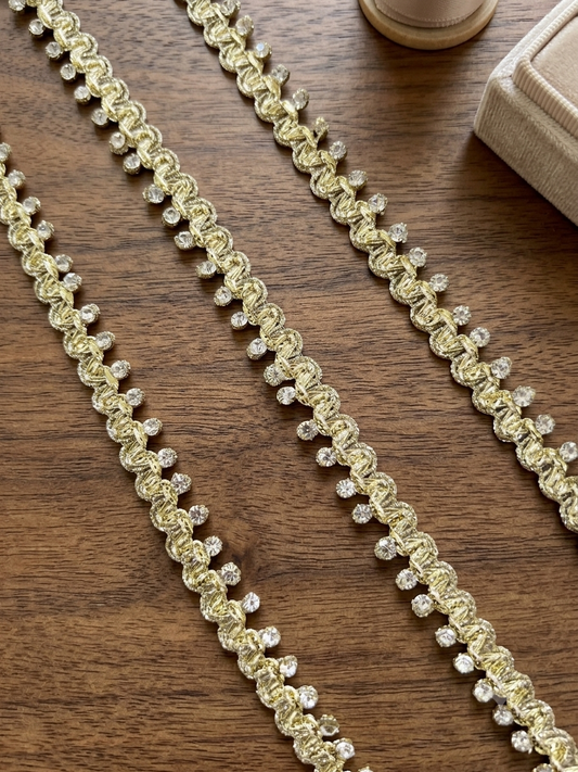 Light Golden Rhinestones lace (single line)