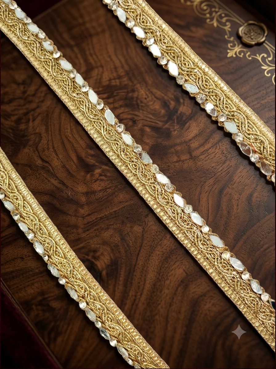 Matt gold mirror thin lace