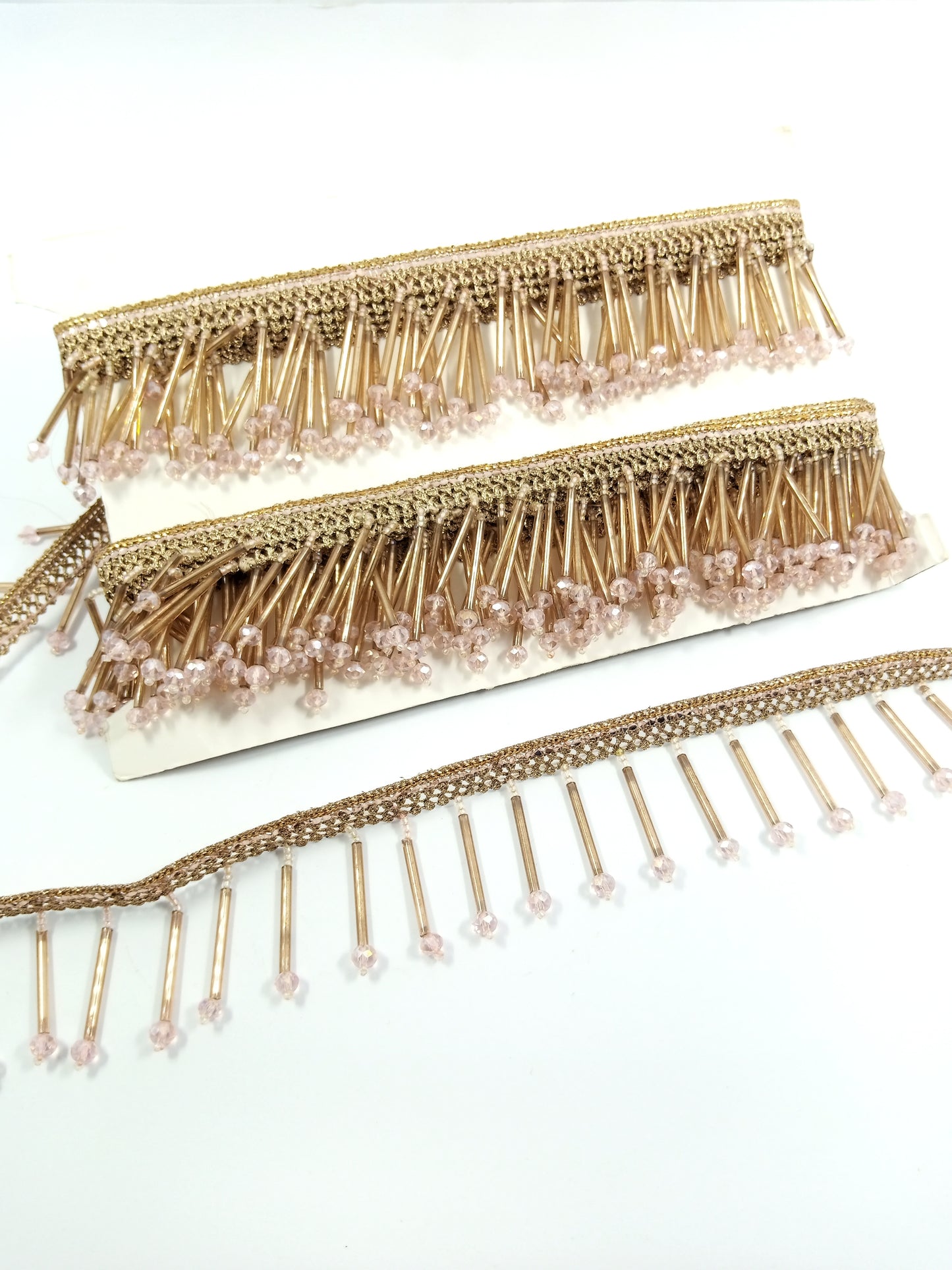Rose Gold Pipe & Crystal Fringe Trim