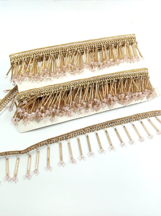 Rose Gold Pipe & Crystal Fringe Trim
