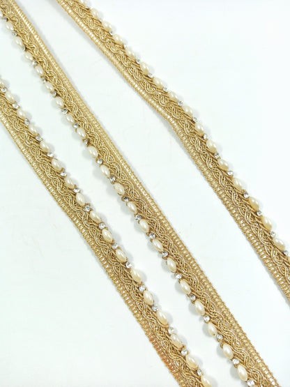 Indian Matt gold pearl thin lace