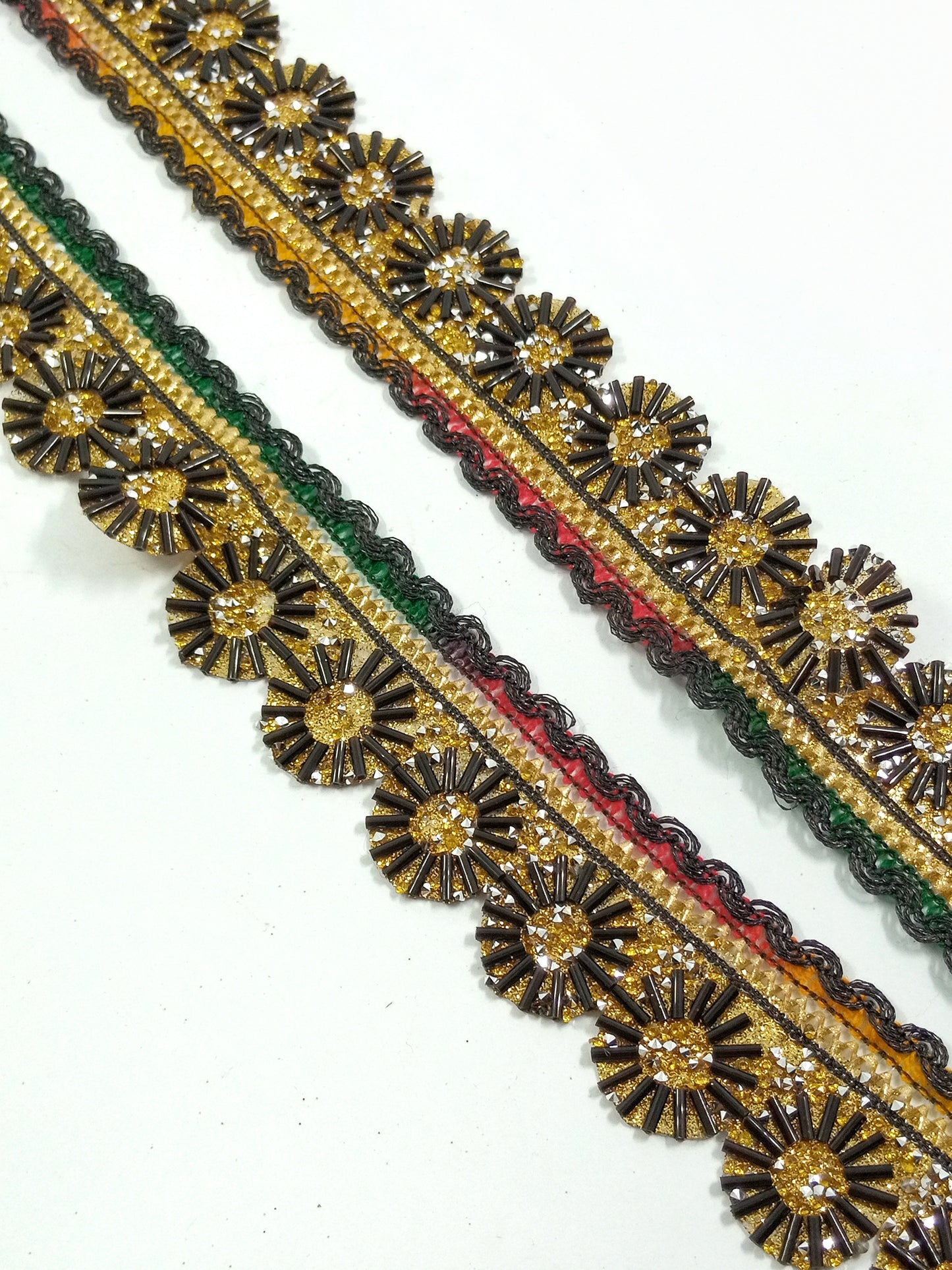 Black golden fancy cutdana lace