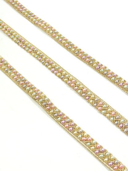 light multi with matt gold sleek pearl work lace