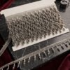 Gray metallic braided fringe trim crystal beads.