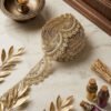 05f420a9-4c81-48ee-ba32-61c0b019.jpg Matt gold Pearl, Sequin & Mirror Wave Lace Trim