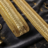 Gold Golden Sequin & Vine Embroidered Border Lace