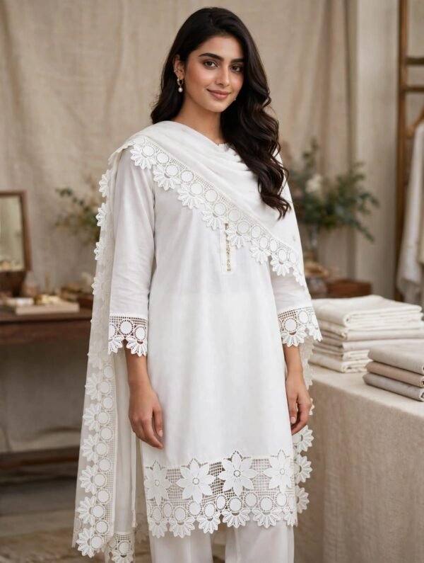 3.jpg Premium White Sunflower Cutwork milky cotton Lace
