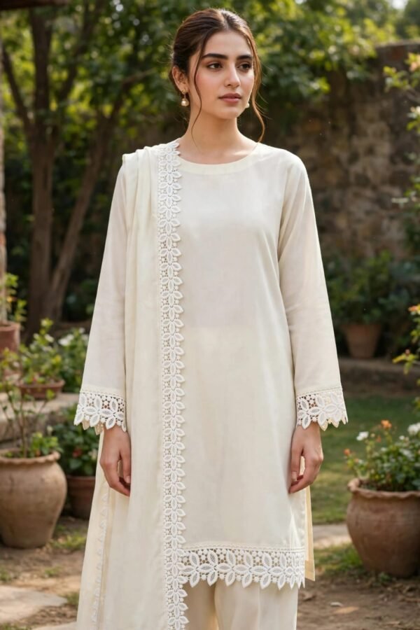 Premium White Leaf Motif Cutwork Lace