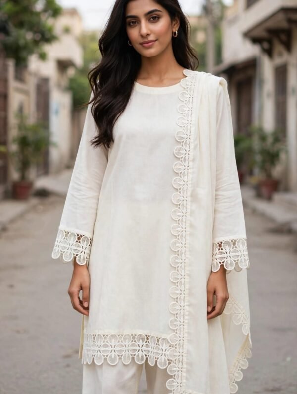 55.jpg White 4-Petal Floral Cutwork Chemical Lace – Gul e Resham