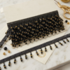Black golden beaded fringe trim lace.