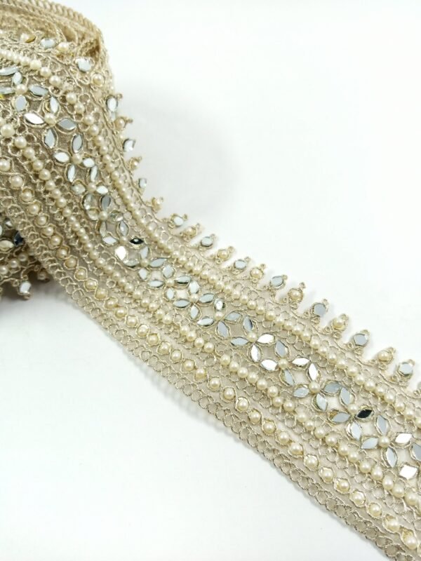 Border style fancy mirror work lace
