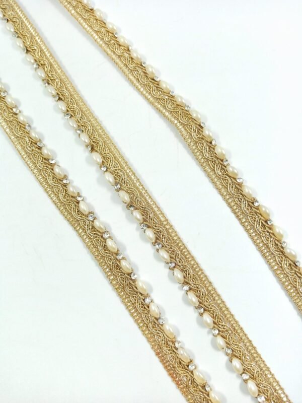 Indian Matt gold pearl thin lace