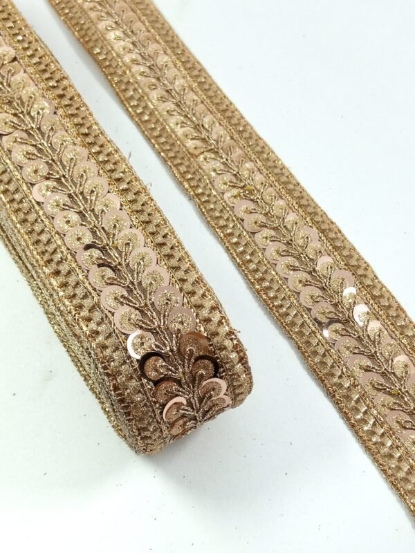 Rose gold Premium Fancy Laces, Sequined Borders & Bridal Trims