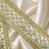 Premium Light Gold Sequined Net Lace Border with Scalloped Edges