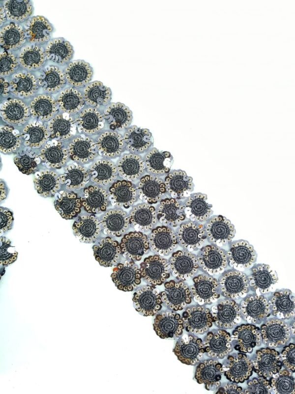 Heavy Gray Work Sequin Border Trim for Sarees & Lehengas