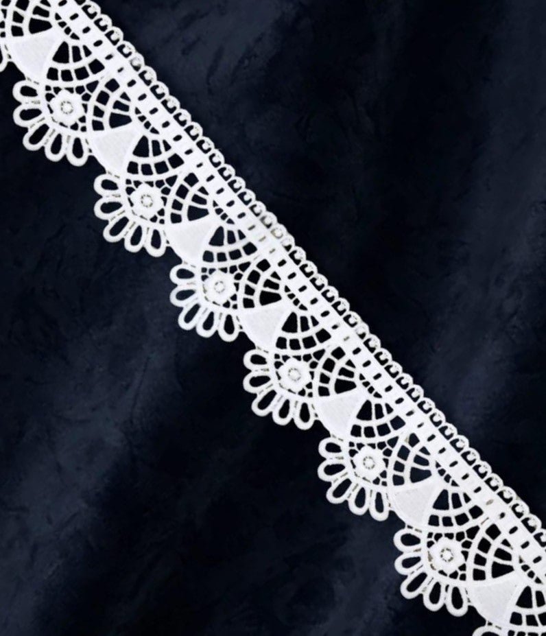Premium White Scalloped Cutwork milky Lace