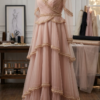 Sleek Rose Gold Scallop Lace with Pearls